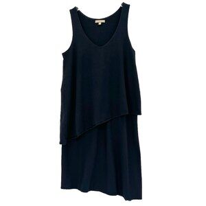 Lilla P‎ Knit Dress Size XS Layered Scoop Neck Tank Dress Split Back Black